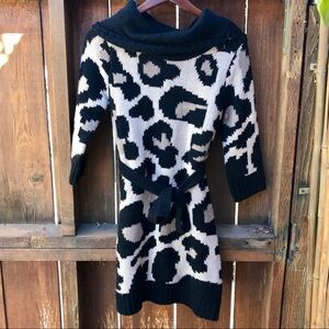 Girl's Cheetah Print Sweater Dress